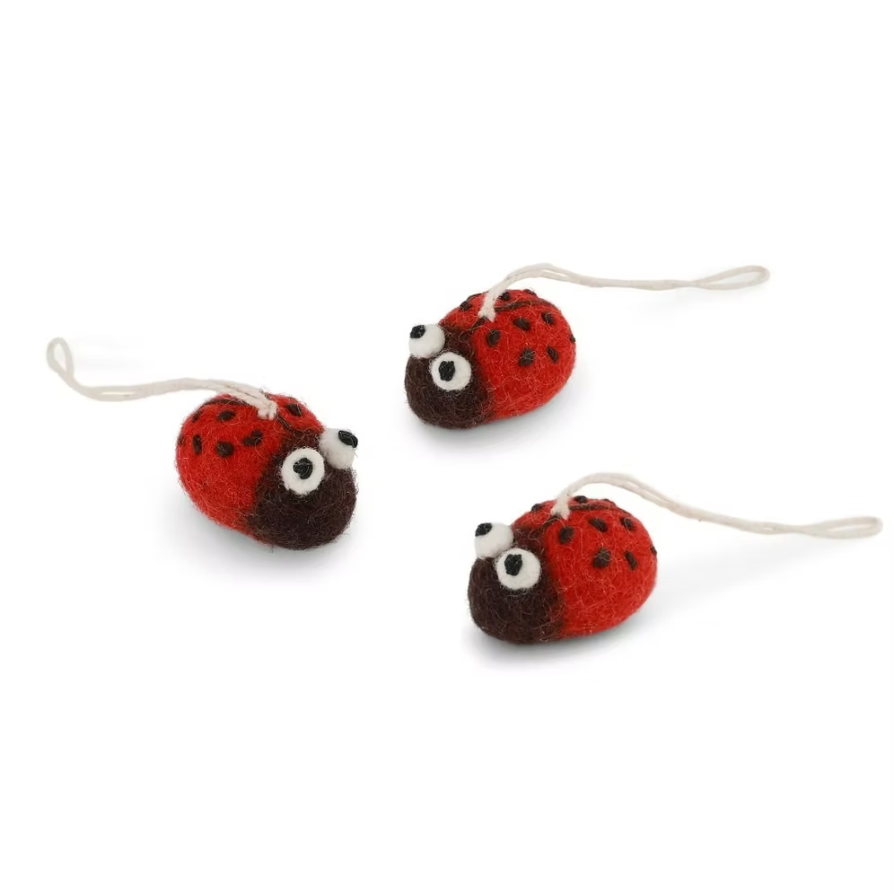 Felt Ladybugs- Red, Set of 3