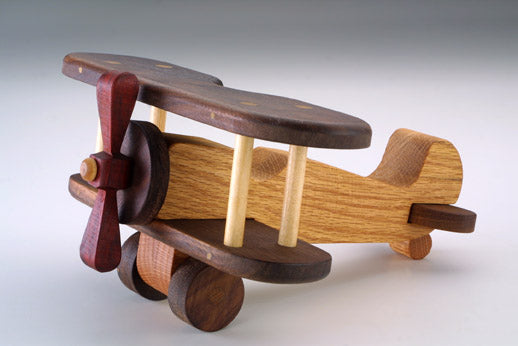 Walnut Wings and Light Wood Body BIPLANE