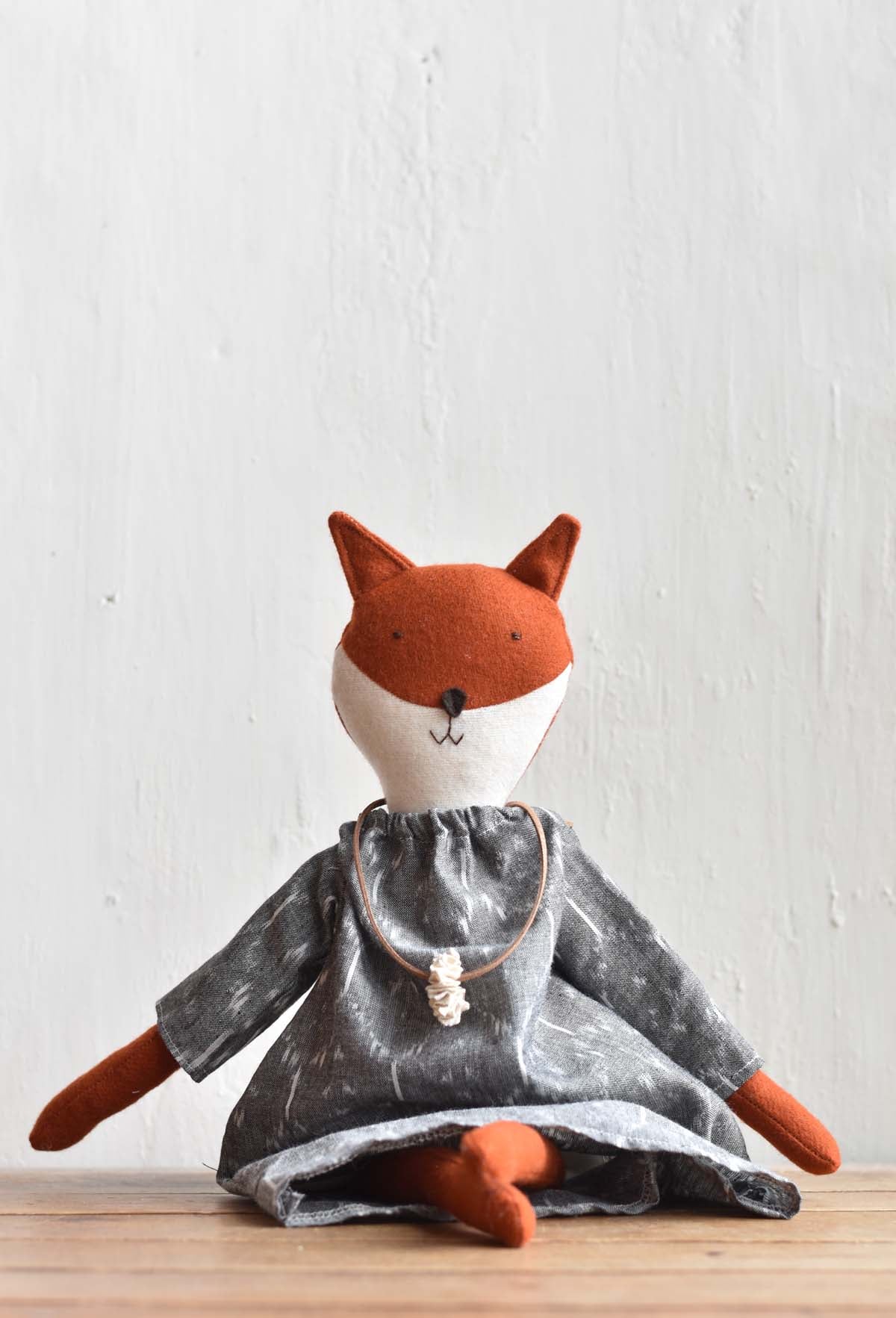 Heirloom Wool Doll in Ikat Dress