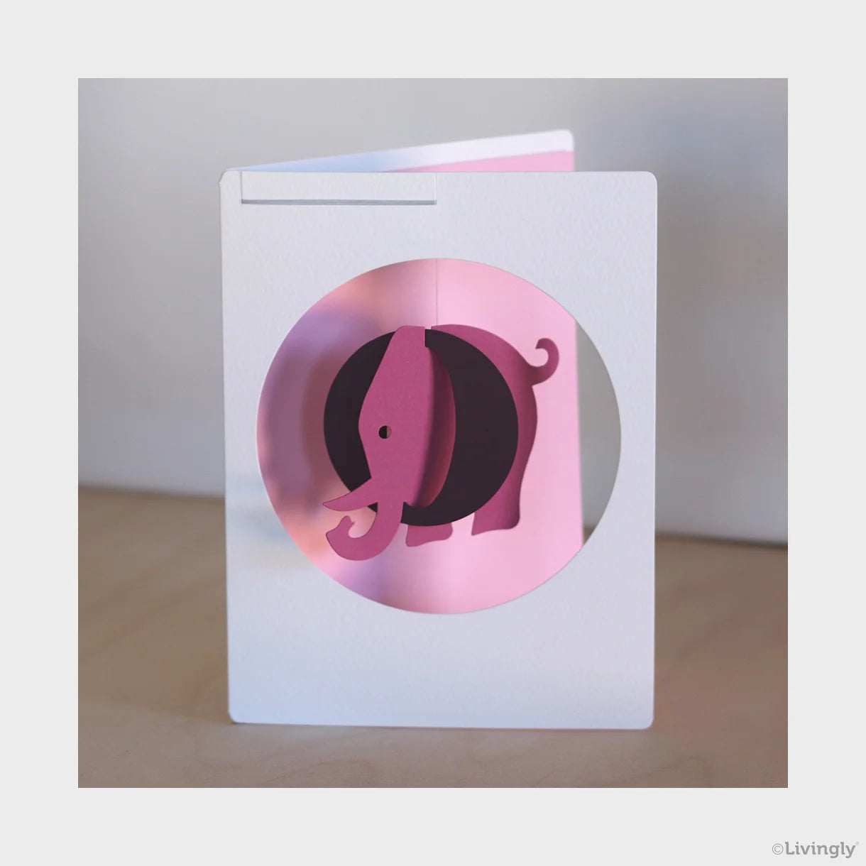 Elephant in Card, Pink, Assorted