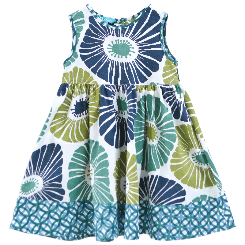 Flowers Green & Blue Sun Dress