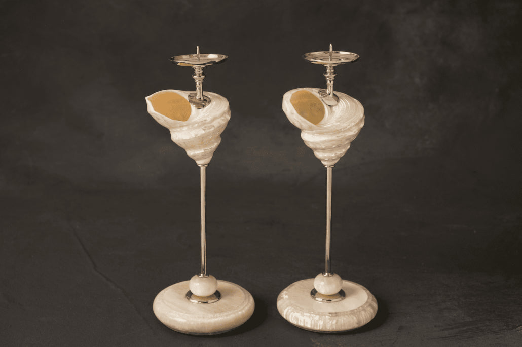 Wavy Turban Shell Candle Holder