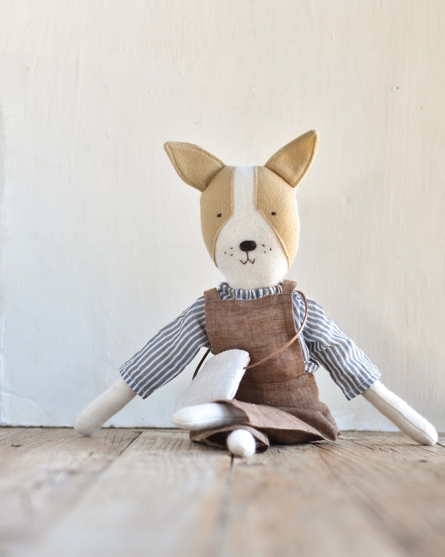 Heirloom Wool Doll in Canyon Linen Overalls