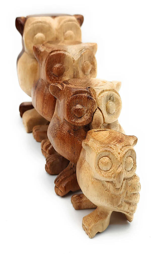 2 Inch Natural Wooden Hooting Owl