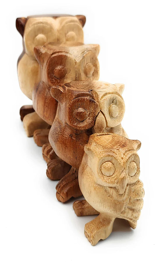 2 Inch Natural Wooden Hooting Owl