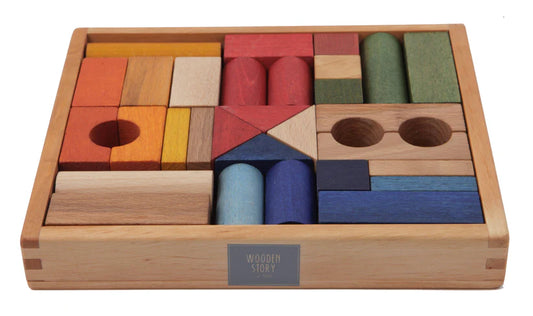 Rainbow blocks in tray - 30 pcs