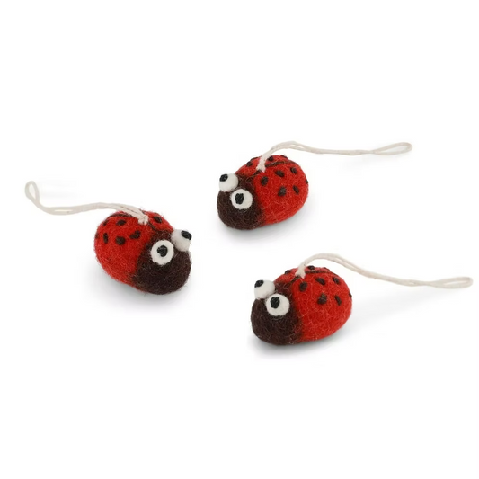 Felt Ladybugs- Red, Set of 3