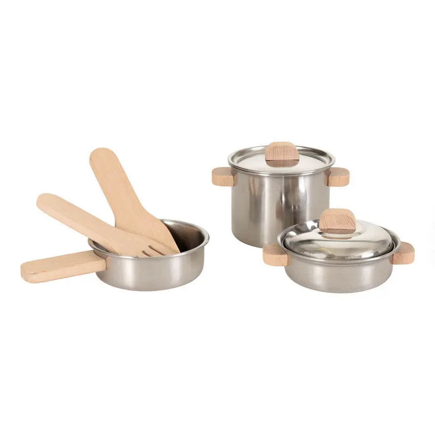 Pan Set With Wooden Handles