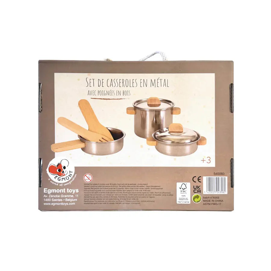 Pan Set With Wooden Handles