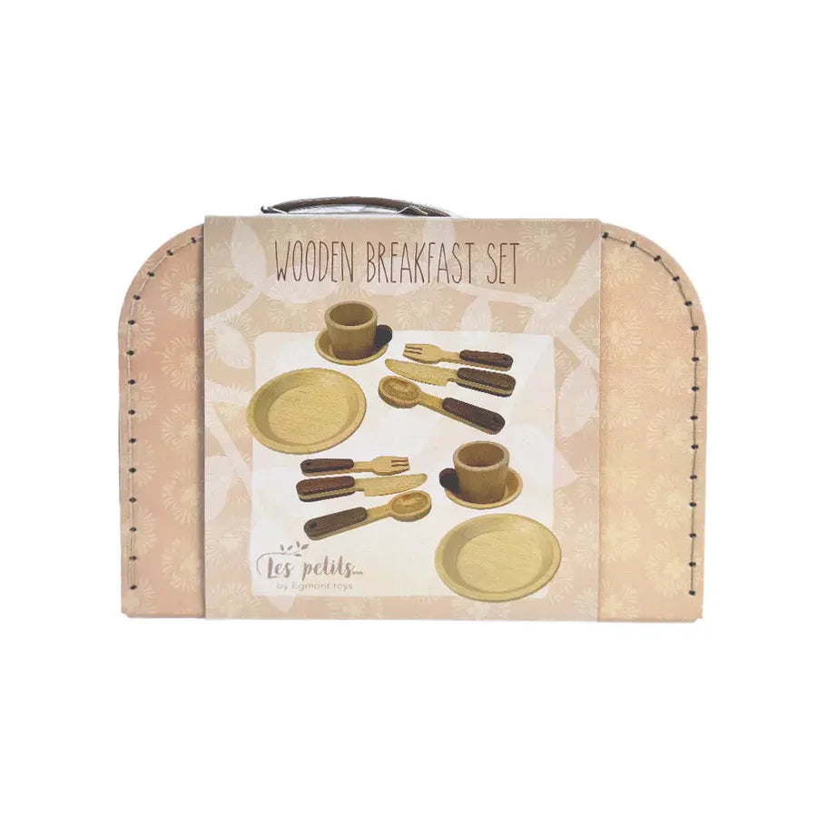 Wooden breakfast set in a case