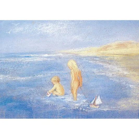 Postcard Marjan van Zeyl - Playing in the Sea