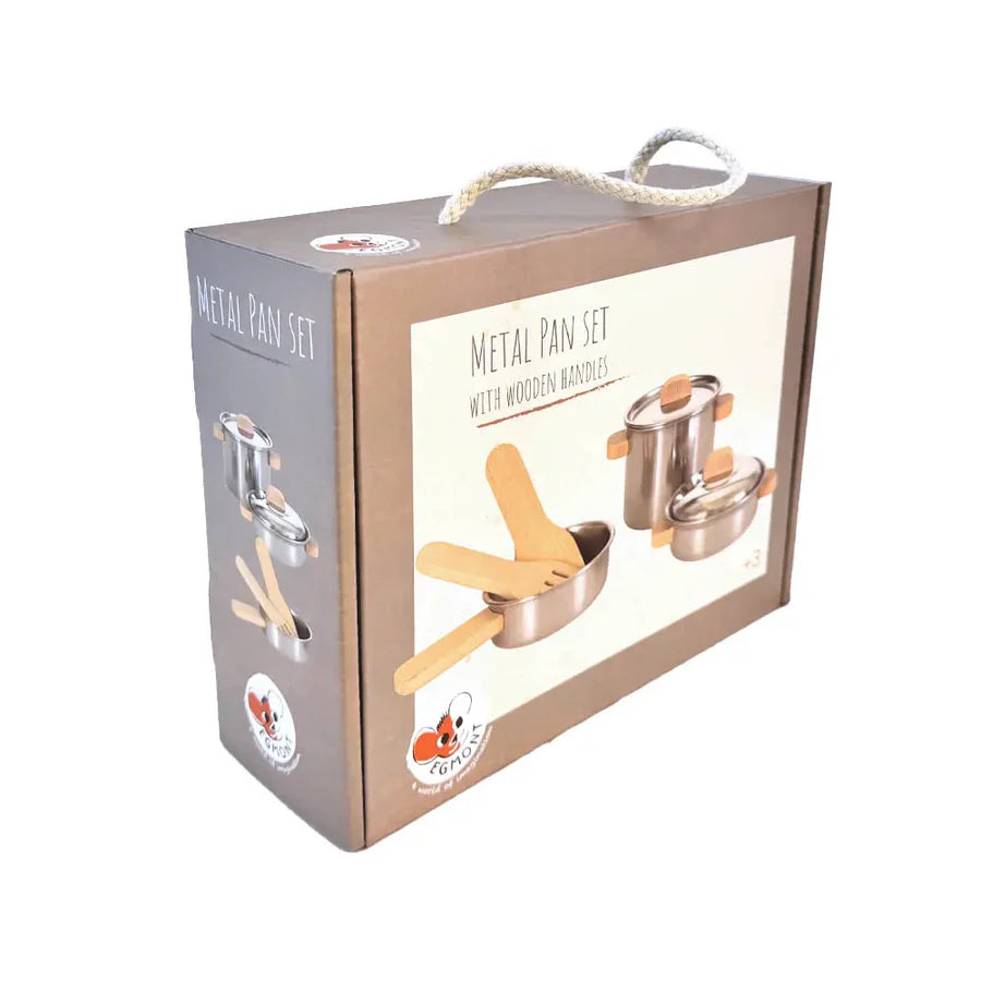 Pan Set With Wooden Handles