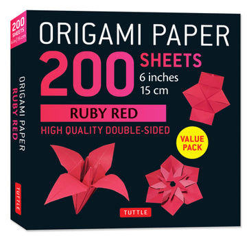 ORIGAMI PAPER 200 SHEETS RUBY RED