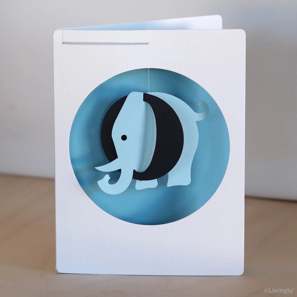 Elephant in Card, Blue, Assorted