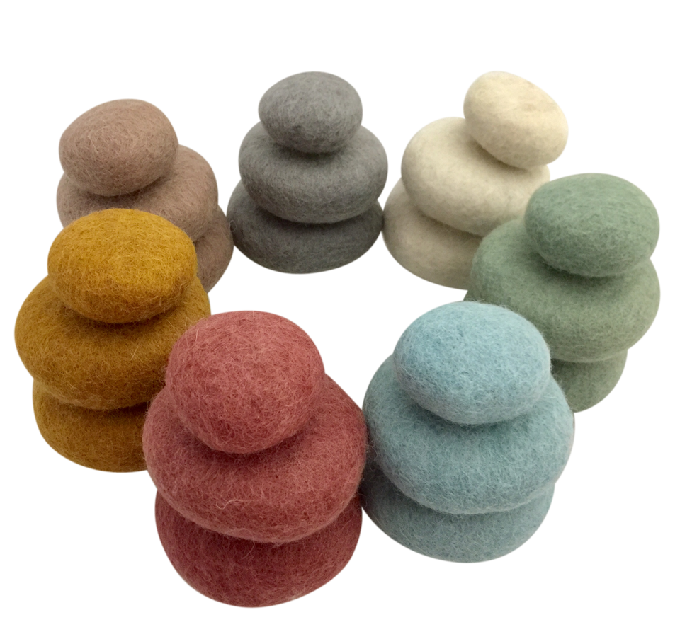 Earth Felt Pebbles/3pcs