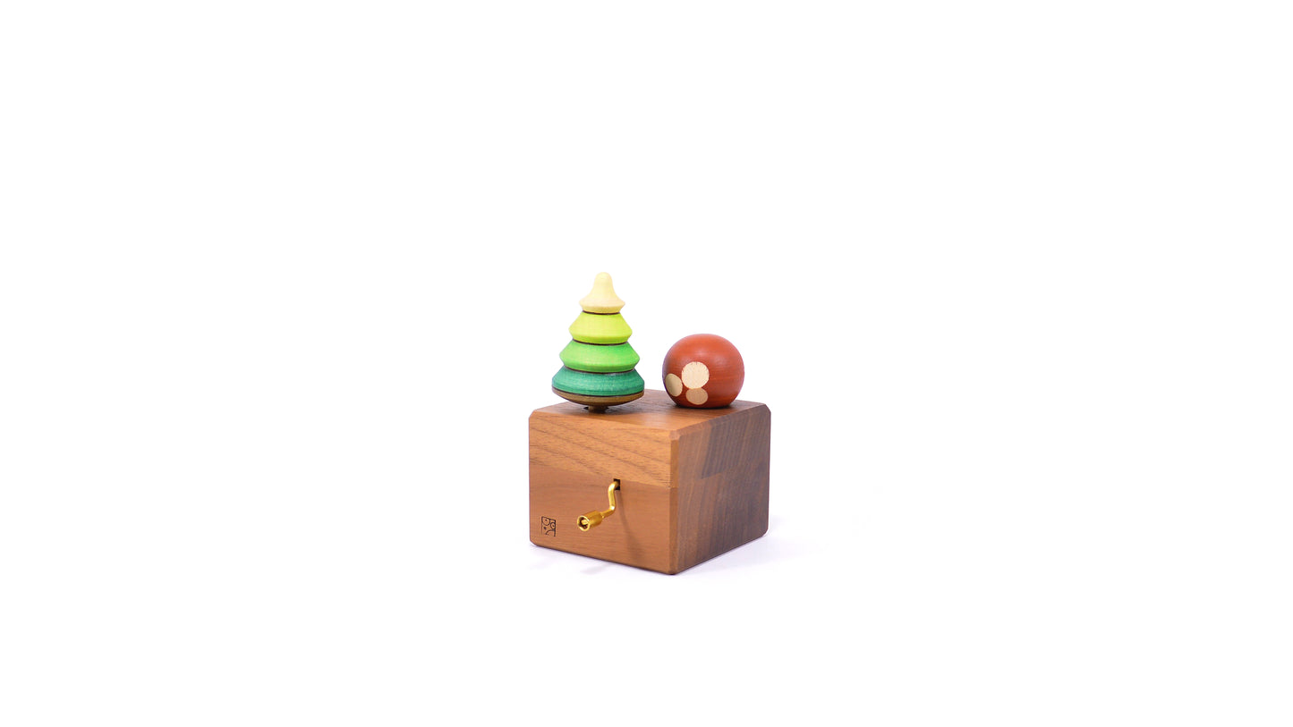 Musical mechanism with spinning top (porcini mushroom + tree) M126 Jingle Bells
