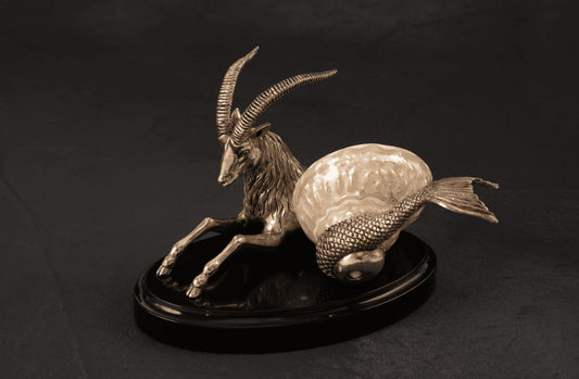 Silver Plated Capricorn with Wavy Turban Shell