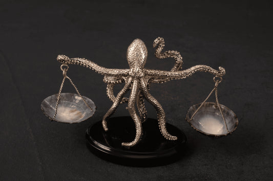 Silver Plated Libra with 2 Oval Limpet shell