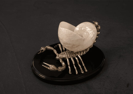 Silver Plated Scorpio with Crack Kabibi Shell