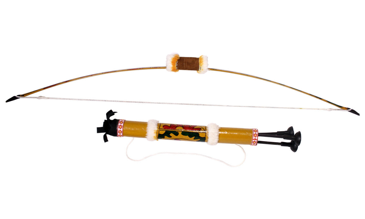 Small native American bow with 3 arrows & quiver
