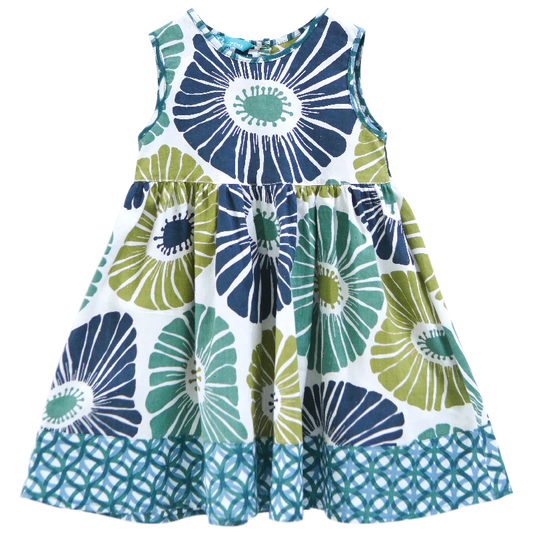 Flowers Green & Blue Sun Dress