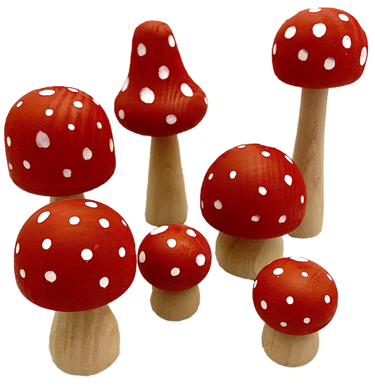 Mushrooms Red/White Dots/7pc