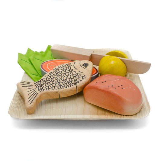 Wooden fish grill plate for cutting