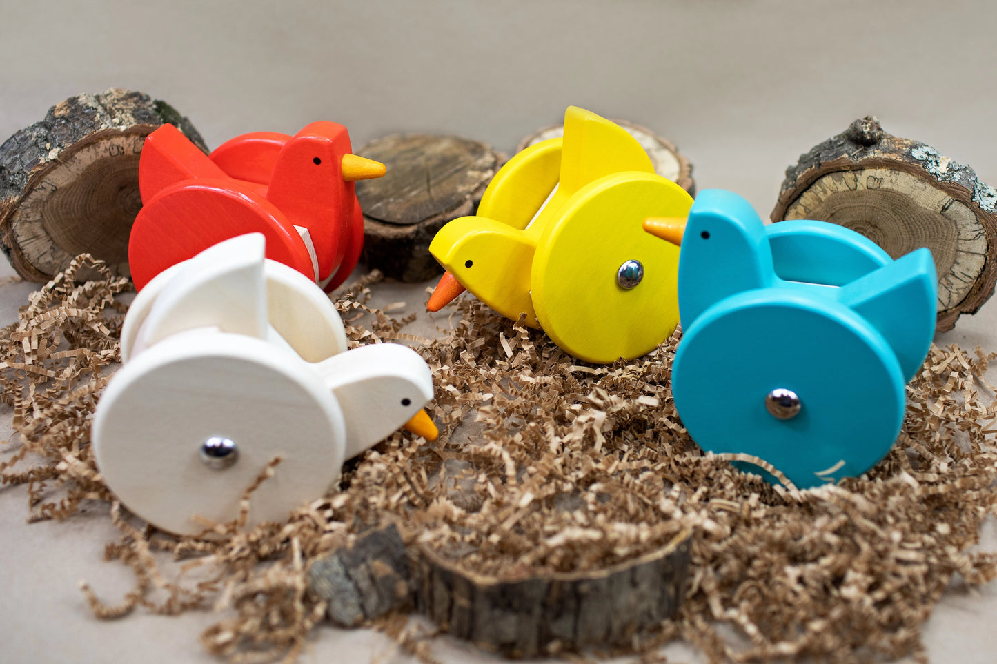 Wooden Wobbling Chicken Push/Pull Toy - Natural