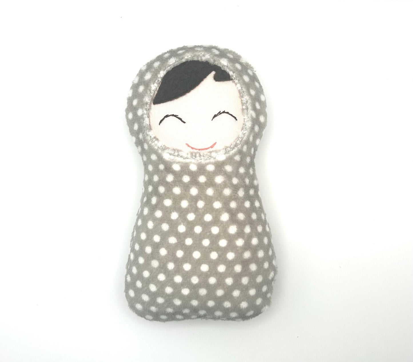 Mini Doll in Grey Polka Dot