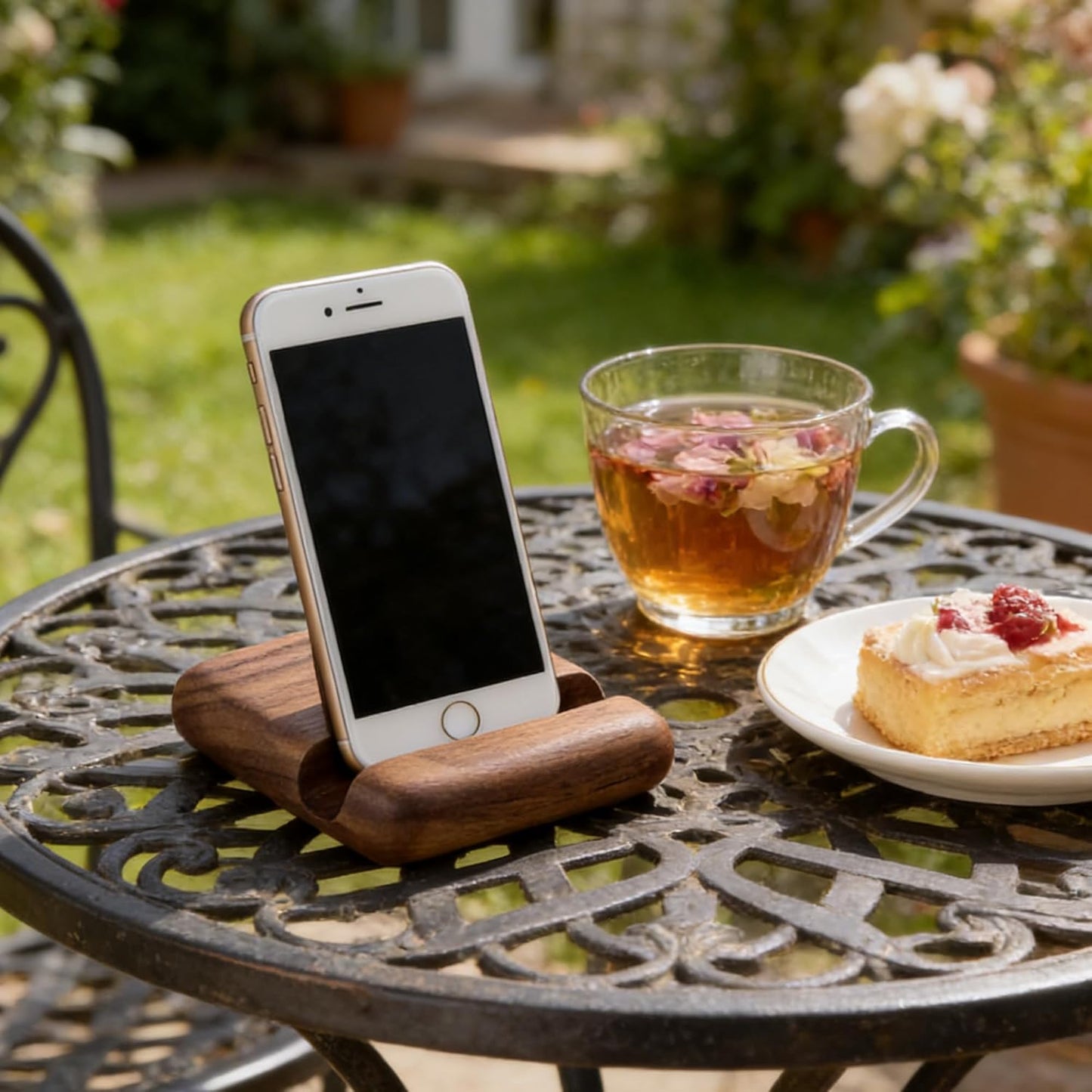 natural bark edge phone stand