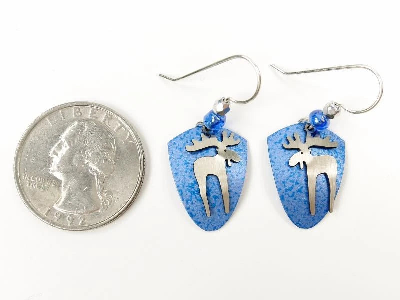 Moose blue shield earring