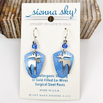Moose blue shield earring