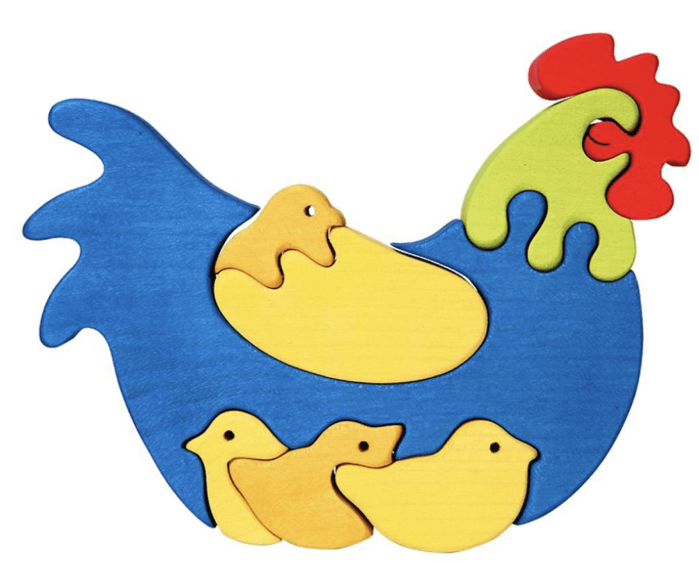 Hen w/ chicks puzzle Blue