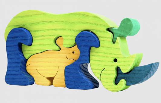 Rhinoceros Family green Puzzle