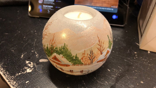 Candle Holder Painted Xmas