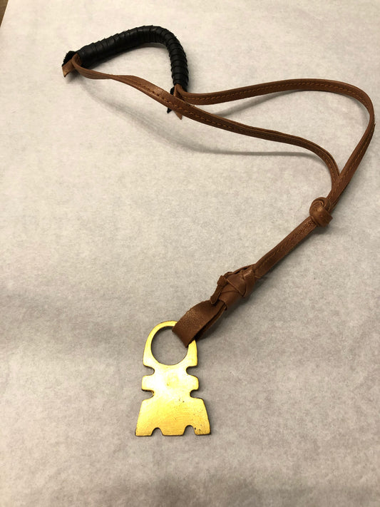 Eshe Gold Leaf Leather Pendant